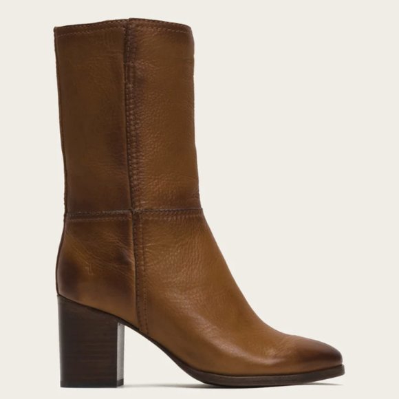 Frye Shoes - $399 Frye Nora Mid Calf Pull On Cognac Leather Heeled Fall/Winter Ankle Bootie